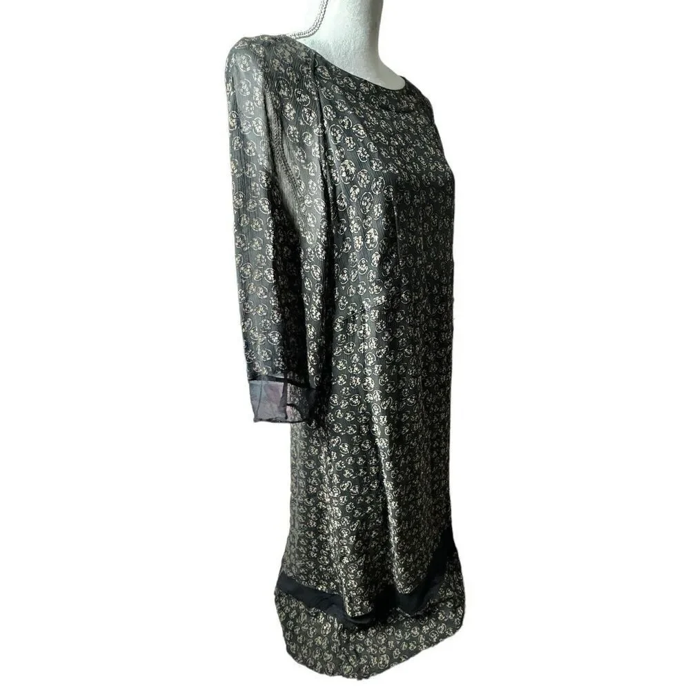 J. Jill  Women’s Green Floral Lined 3/4 Sleeve Shift Maxi Dress Cottagecore Sz M